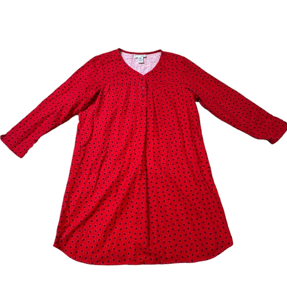 NorthStyle 100% Cotton Flannel Red Holiday/Christmas Women's Tunic/Nightgown L